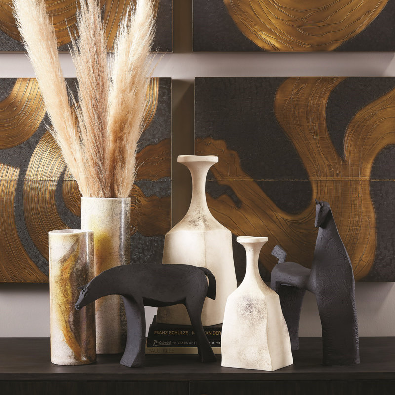 Golden Raku Vase, 16.75" H x 5.5" W x 5.5" D