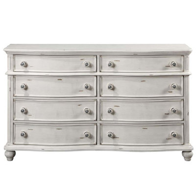 Commode 8 tiroirs Jaqueline, finition blanc antique