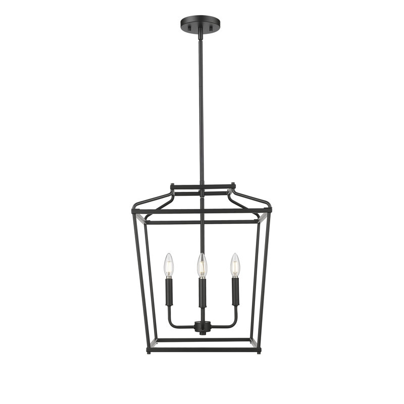 Luminaire suspendu 4 lumières Nellita, H 21 po x l 16 po x P 16 po, Noir mat