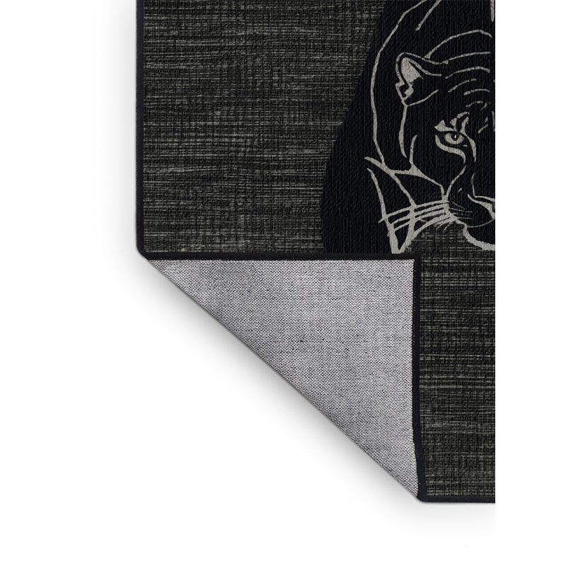  Tapis noir lavable Jaguar Big Cats, Carré 5 pi