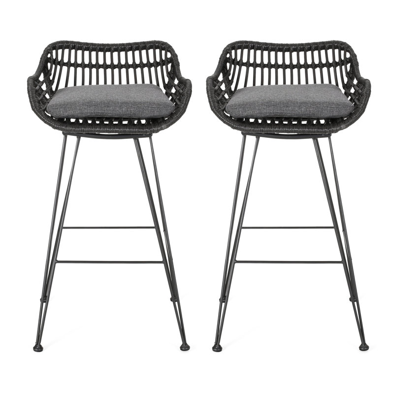 2 tabourets de bar élégants avec sièges et coussins d'eau - coussins gris