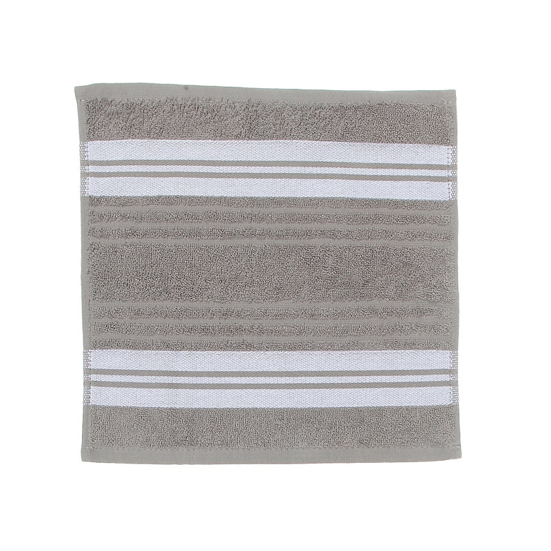 Cotton Blend Ribbed Washcloth, Light Gray