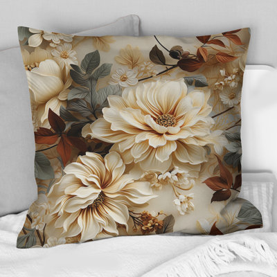 Rustic Victorian Brocade Victorian Pattern - Floral Printed Throw Pillow