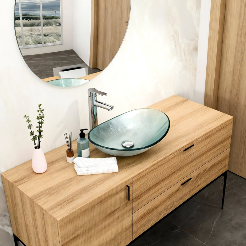 Récipient de salle de bain en verre trempé Silver Boat