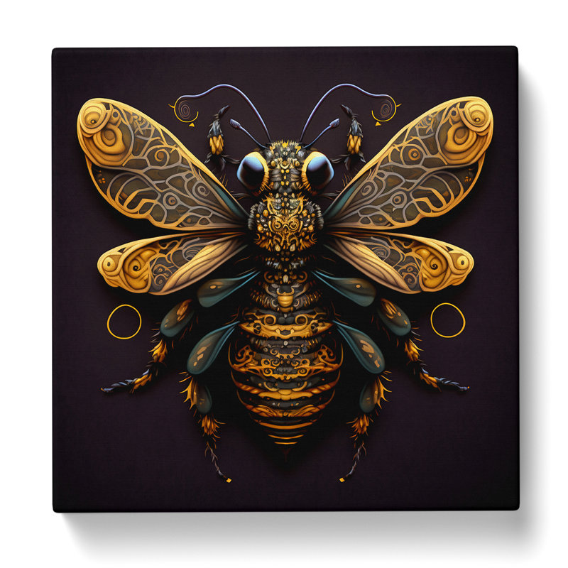 Bee Paisley Art No.1 - No Frame Print, 50cm H x 50cm W x 3cm D
