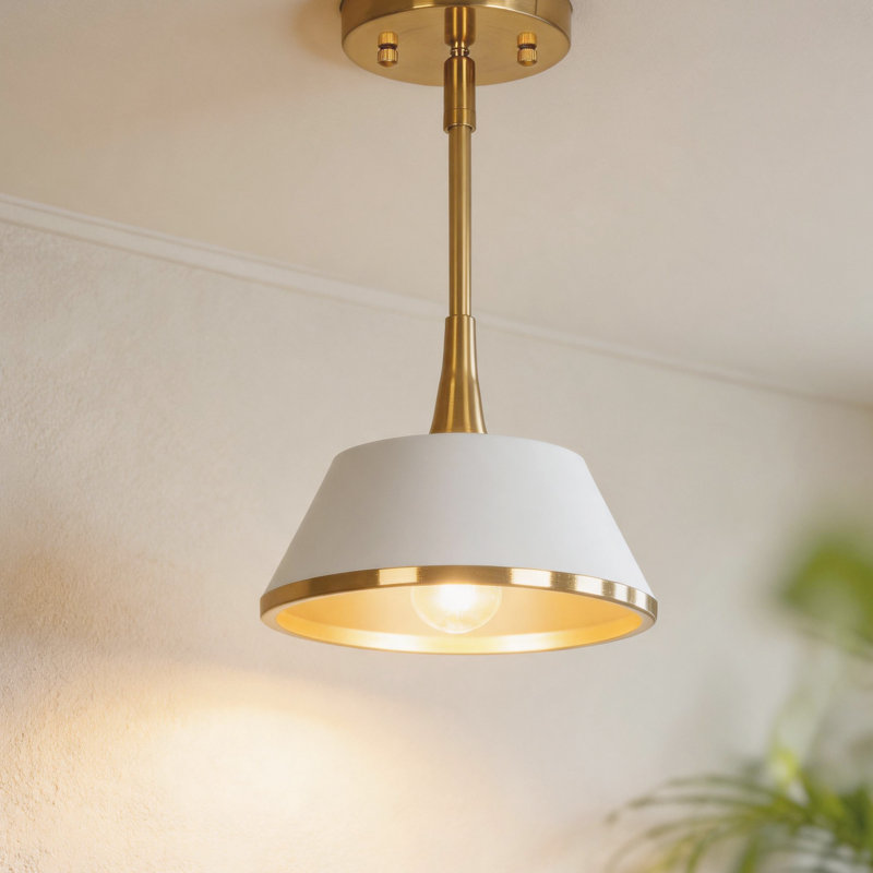 Suspension moderne Tilda à lumière avec dôme à intensité variable et abat-jour en métal pour salle à manger, Blanc