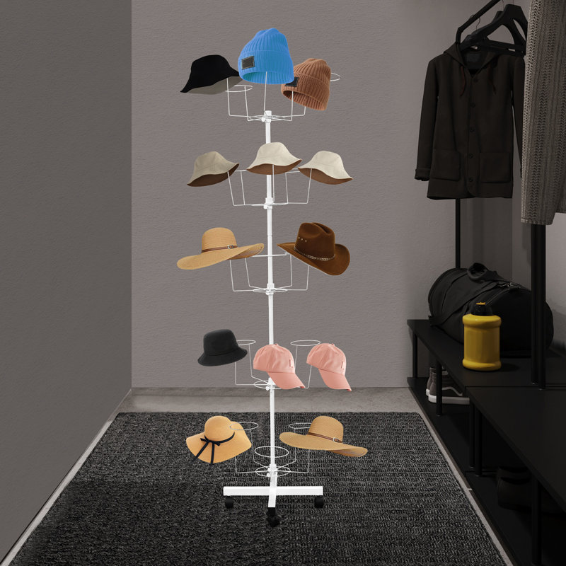 5-Tier Freestanding Hats Display Rack, White