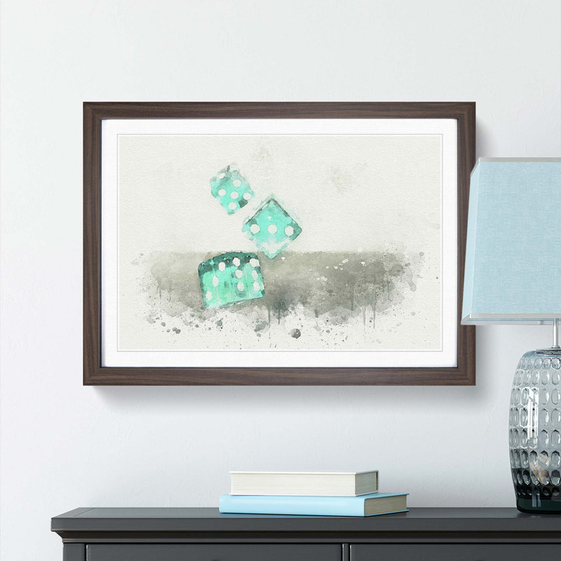 Roll of the Dice in Abstract - Picture Frame Graphic Art Print, 60cm H x 91cm W x 2cm D, Walnut
