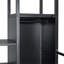 Lit mezzanine double en métal avec poste de travail intégré, garde-robe, escalier de rangement et DEL, noir