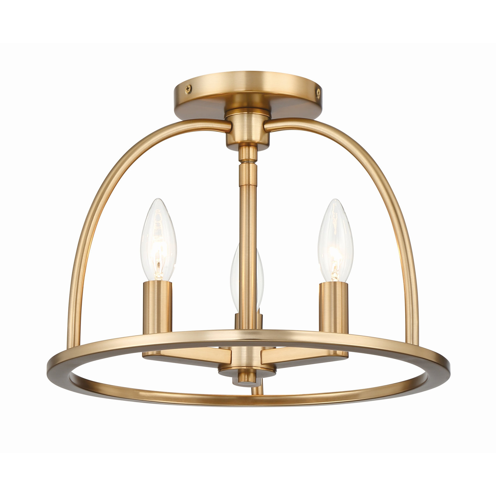 3-Light Semi Flush Mount, Vibrant Gold