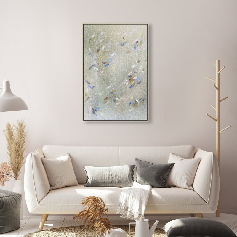 Spontaneous Trace Print by Oliver Gal, 31"H x 21"W, Silver Floater Frame