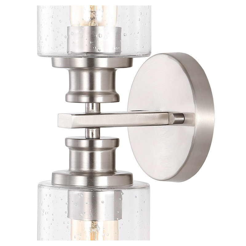 Barfield Edison Cylinder Iron/Seeded Glass Farmhouse Contemporary LED Wall Sconce, Nickel