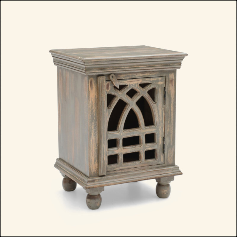 Table de chevet en bois gris antique