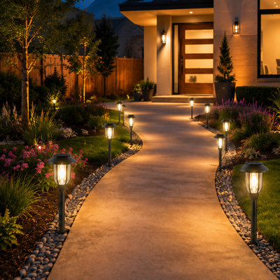 Warm White Solar Garden Lighting Set of 12, Waterproof Path Lights with Automatic On/Off for Yard, Landscape, Walkway, Path and Driveway Decor