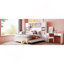 Lit double en bois avec armoire et tablette tout-en-un, blanc