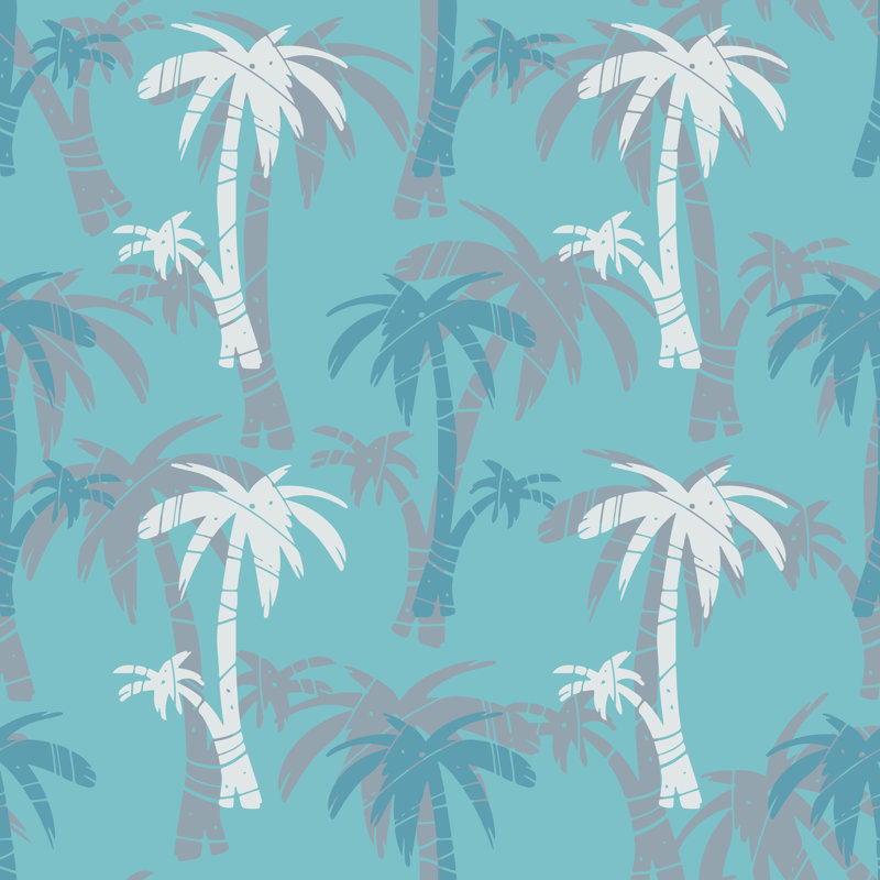 Pattern With Palm Trees by Nataleana - Wrapped Canvas Print, 30cm H x 30cm W