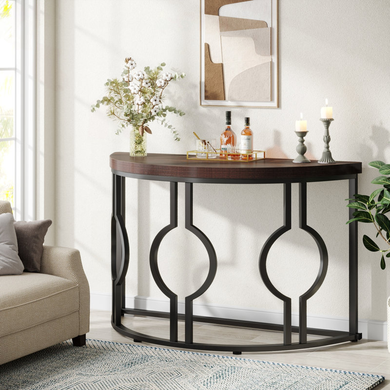 Console demi-lune avec base géométrique