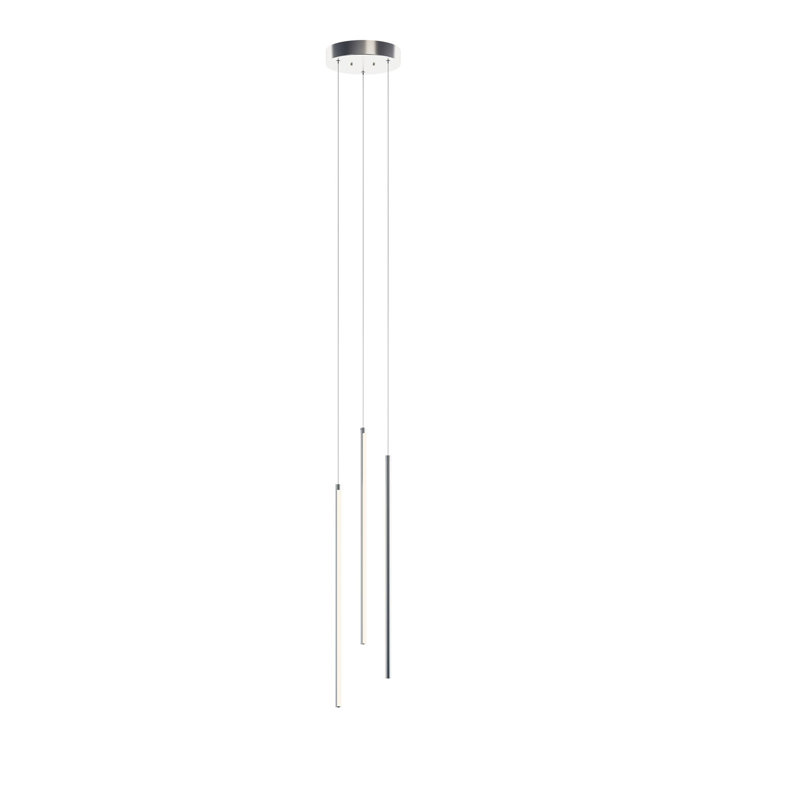 Luminaire suspendu cylindrique à DEL 3 lumières Jaafer, Nickel satiné