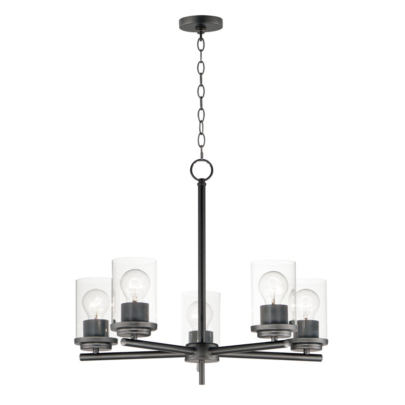 Amonnie 5 - Light Dimmable Cylinder Chandelier, Black