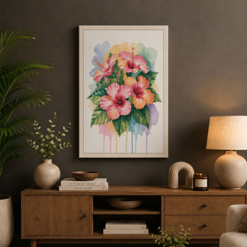 Gerbera Bloom Botanical 1 Piece Wrapped Canvas Wall Art, 18x12 - 45.7 x 30.5 cm, Sage Border