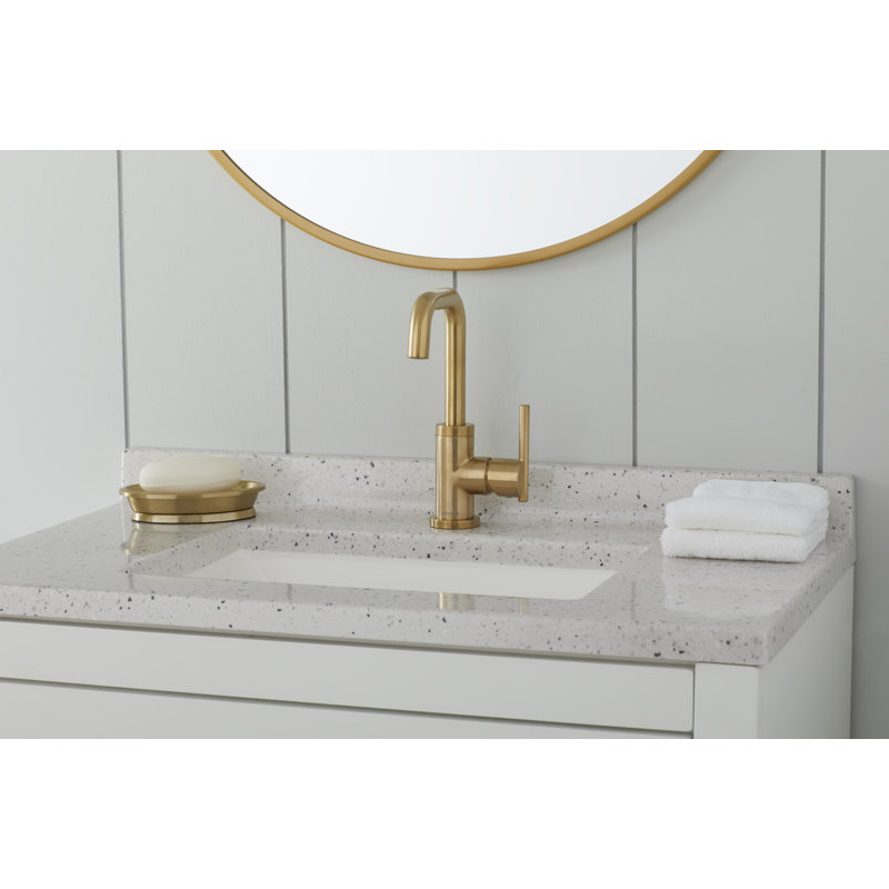 Parma Single Handle Single Hole Bathroom Faucet with Metal Touch Down Drain Included, Brushed Bronze