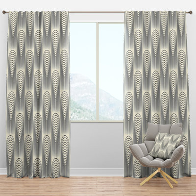 Panneau de rideau simple semi-diaphane avec passe-tringle Mid-Century
