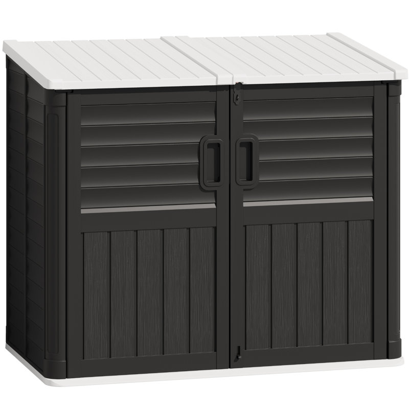 34 Cu.ft Horizontal Outdoor Waterproof Resin Lockable Storage Shed, Black