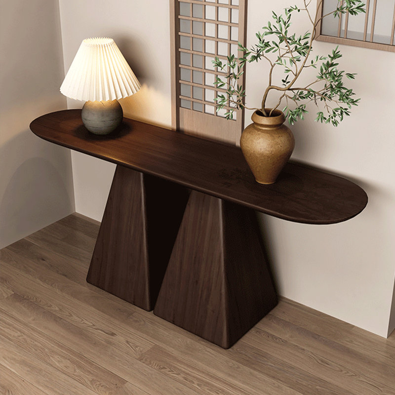 Console Retro Minimalist Art, Bois brun foncé, H 31,5 po x l 70,87 po x P 11,81 po