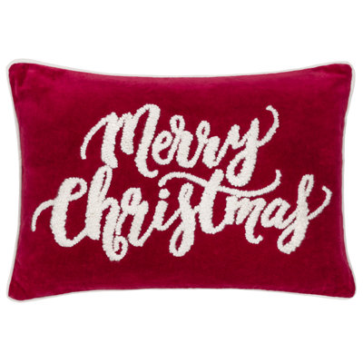 Winter Merry Xmas Abstract Red Rectangular Throw Cushion