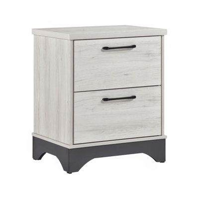 Contemporary Two-Tone White Oak And Gray Finish 2-Drawer Nightstand Bedroom Furniture 1Pc(Includes Only Nightstand)