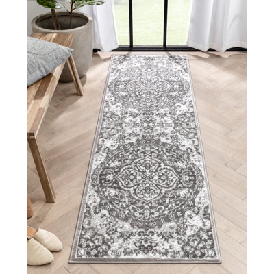 Granada Transitional Oriental Medallion Pattern Grey Rug