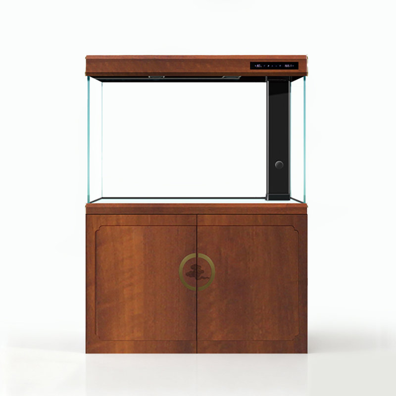 Grand réservoir d'aquarium ultra-clair filtré à contrôle intelligent, H 57,48 po x l 31,5 po x P 14,17 po, Brun