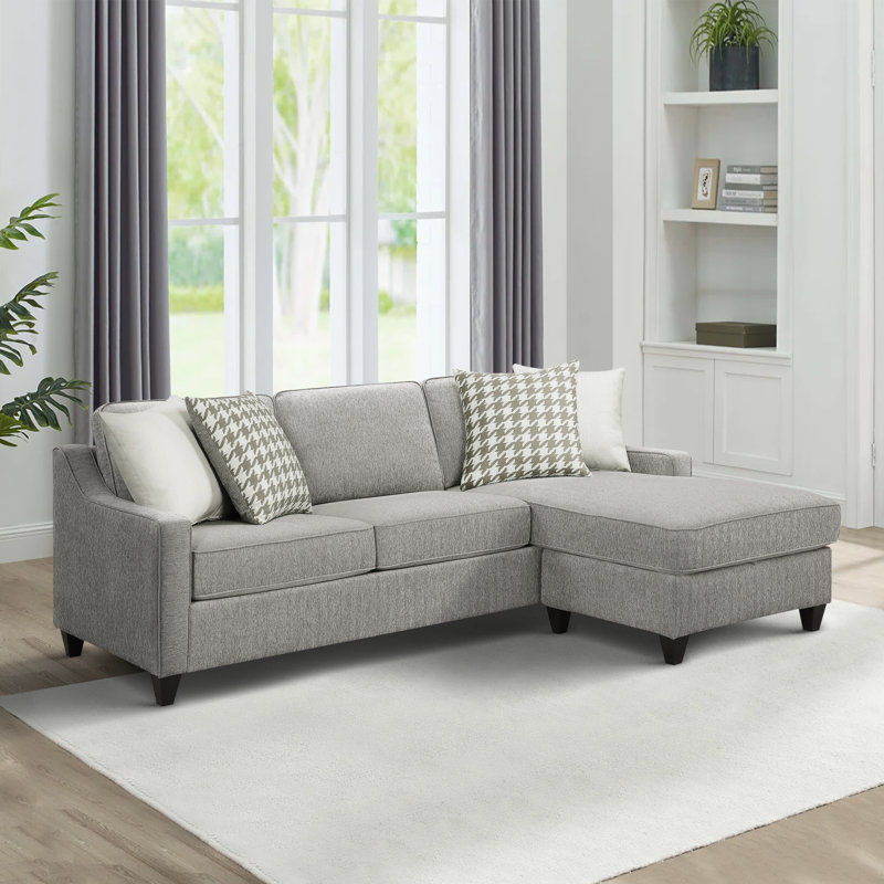 Canapé réversible avec repose-pieds de 90,25 po de large Isla, Mélange de polyester gris anthracite