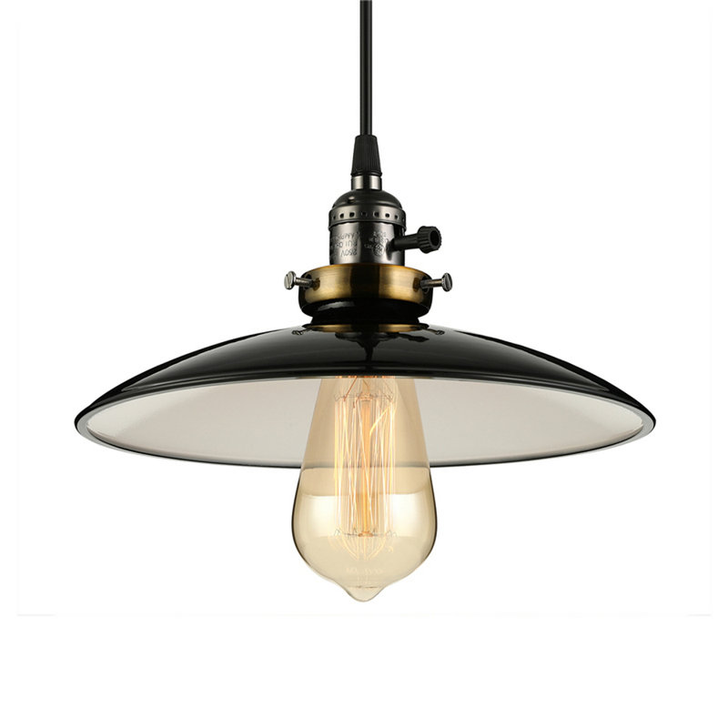 Luminaire suspendu industriel avec abat-jour en métal, Noir
