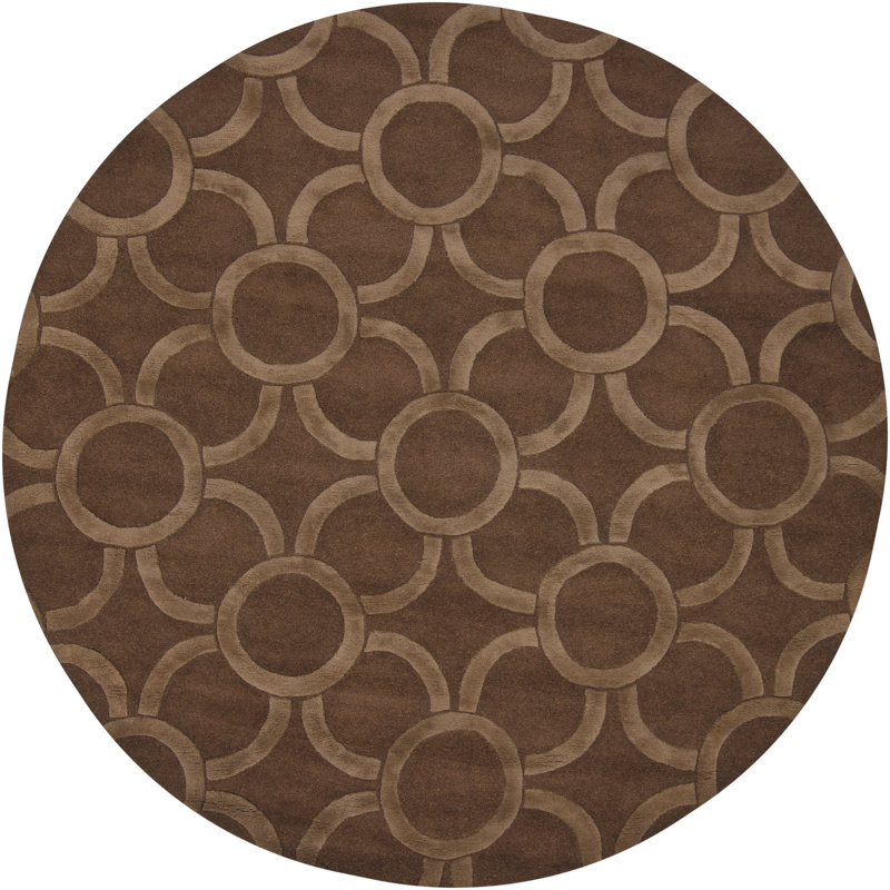 Tapis brun touffeté à la main Shane, Rond 7 pi 9 po