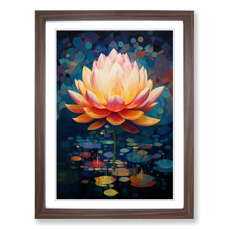 Lotus Flower Constructivism - Framed Print, 34cm H x 25cm W x 2cm D, Walnut Framed