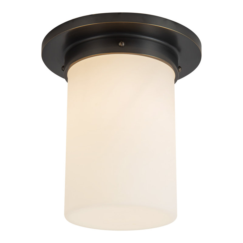 Mineral 8-in Brass Flush Mount, Oil Rubbed Bronze, Opal Glass
