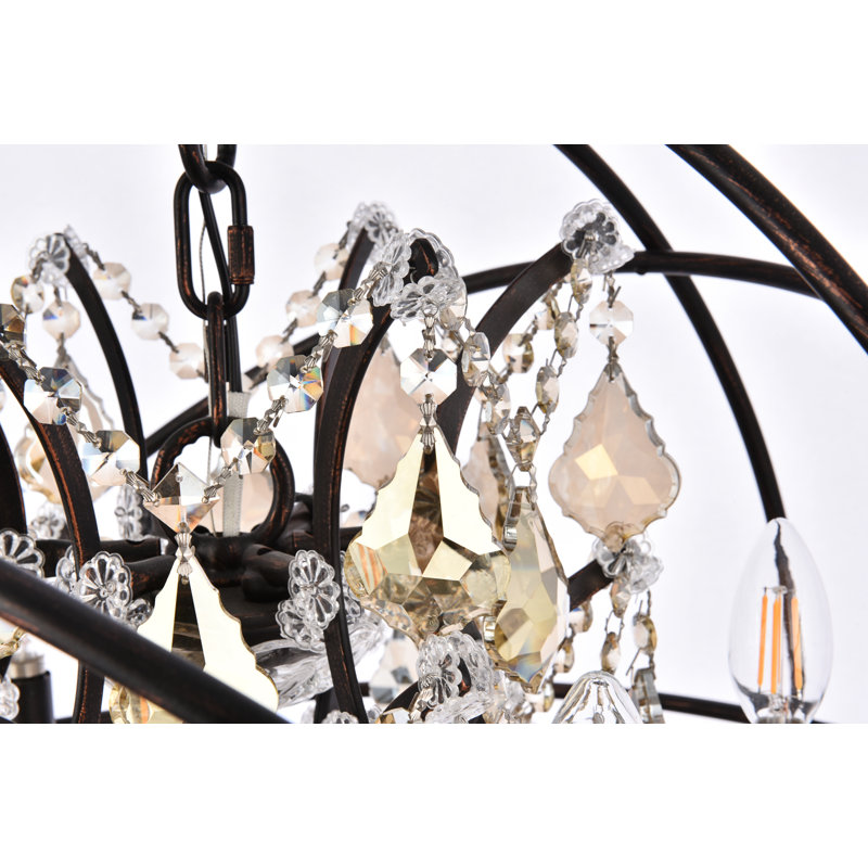 Svante 6 - Light Globe Chandelier, Dark Bronze, Golden Teak (Smoky)