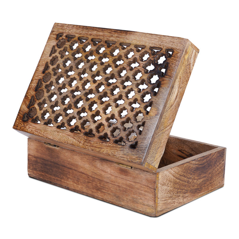 Boîte à bijoux en treillis, Brûlé moyen, H 3,5 po x l 9 po x P 6 po