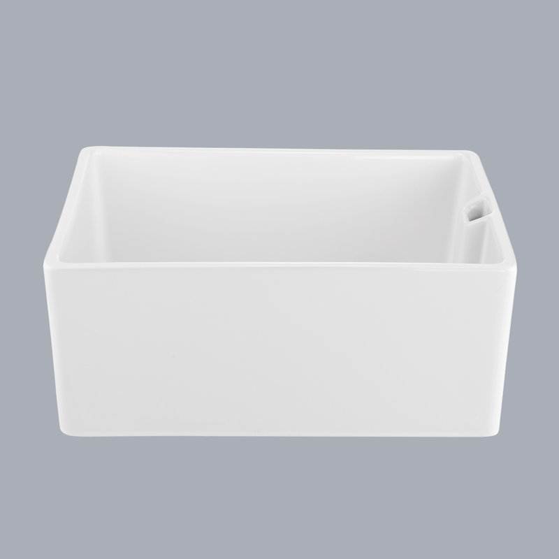 White Ceramic Single Bowl Sink 23.6"X18" - , Easy To Clean, Modern Look 23.6" L X 18" W Stain-, Practical For Kitchen