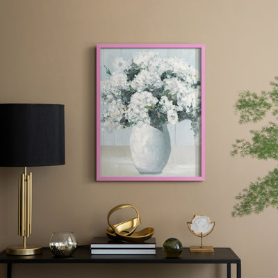 «Beach House Hydrangeas», reproduction encadrée - bois massif