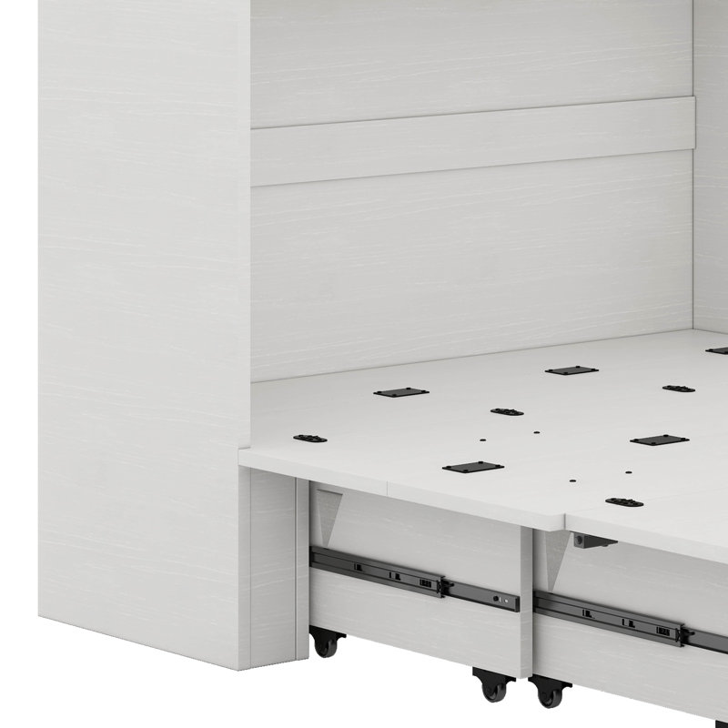 Grand lit escamotable avec station de charge et grand tiroir de rangement, Blanc