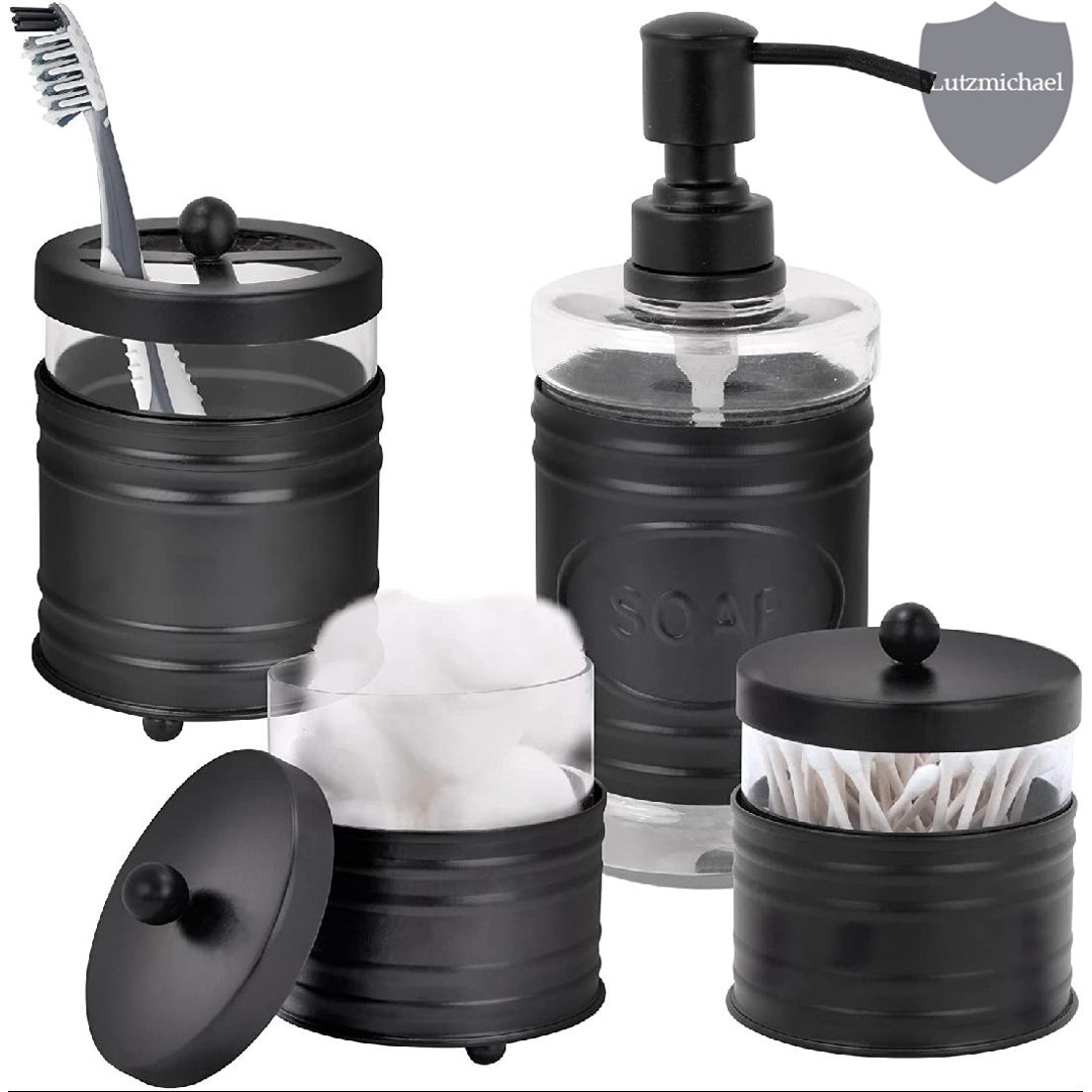 Zauria 4 Piece Matte Black Bathroom Accessory Set Red Barrel Studio®