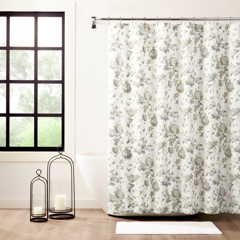 Erie Floral Single Shower Curtain, Porcelain
