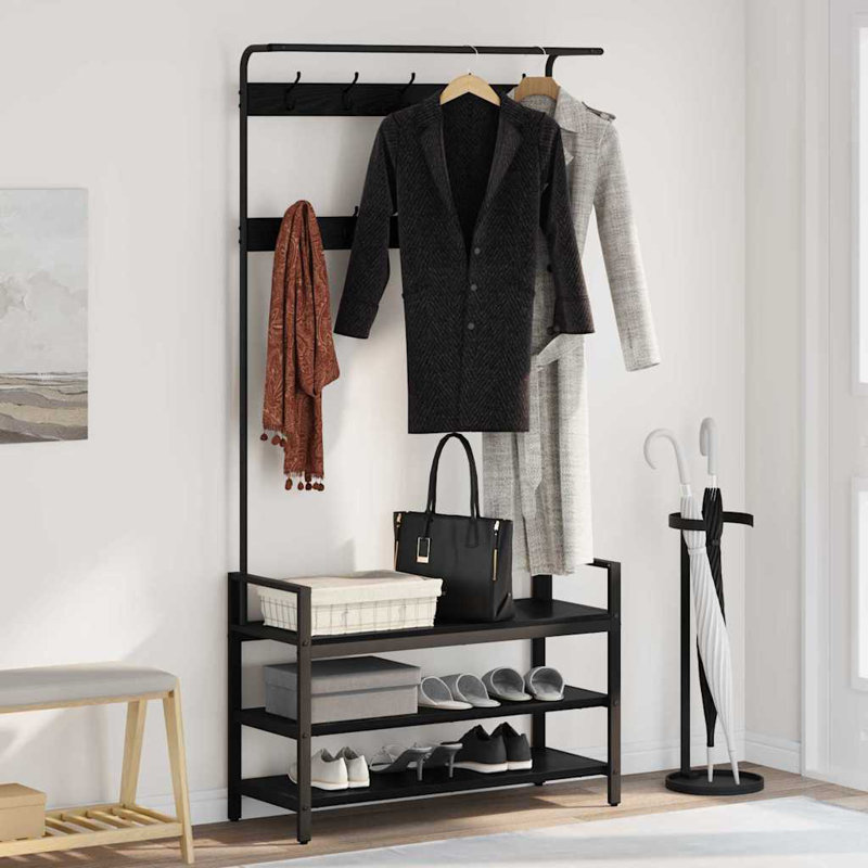 Metal Coat Rack, Black Oak