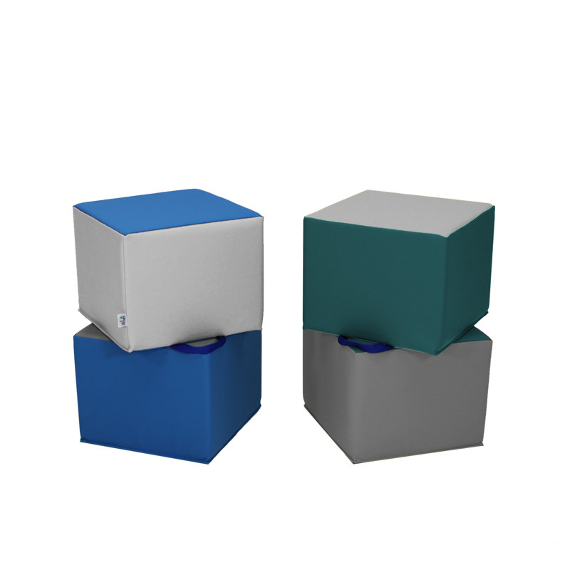 SoftScape Carry Me Cube Cushions, 4-Piece, Teal/Dark Gray/Navy