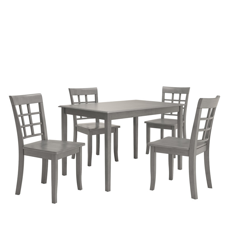 Ensemble de salle à manger à 4 pieds en bois massif Northfield, Gris antique