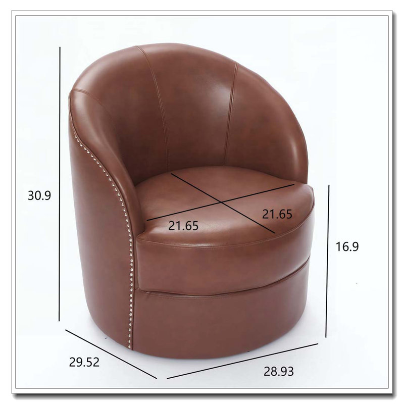 Fauteuil d'appoint pivotant en cuir, Brun