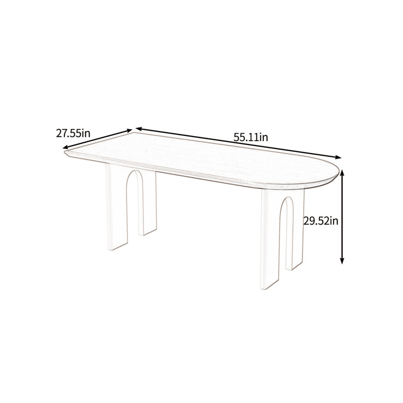 Solid wood large board dining table, 29.52"H x 55.11"L x 27.55"W