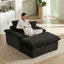 Canapé 51,77 pouces avec siège à compression simple et confort moderne avec repose-pieds unique, chaise longue pour salon, chambre à coucher, appartement, bureau, noir